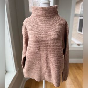 Madewell Mauve Pink Southfield Mockneck Ribbed Wool Funnelneck Sweater Sz Large